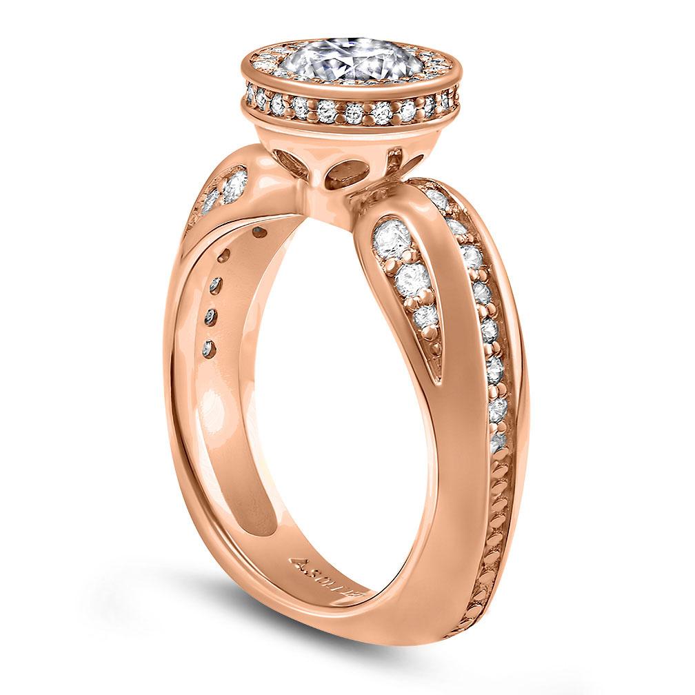 Round Cut Alex Soldier Modern Sensuality Diamond Rose Gold Engagement Wedding Ring