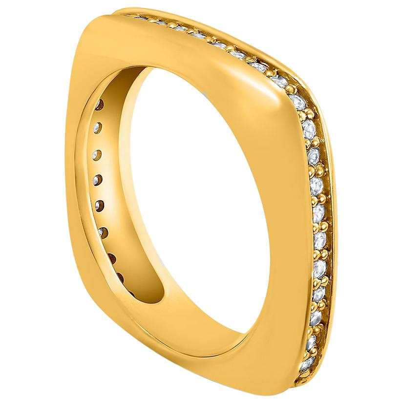 Alex Soldier Modern Sensuality Anneau de mariage en or jaune à diamants pour une unité