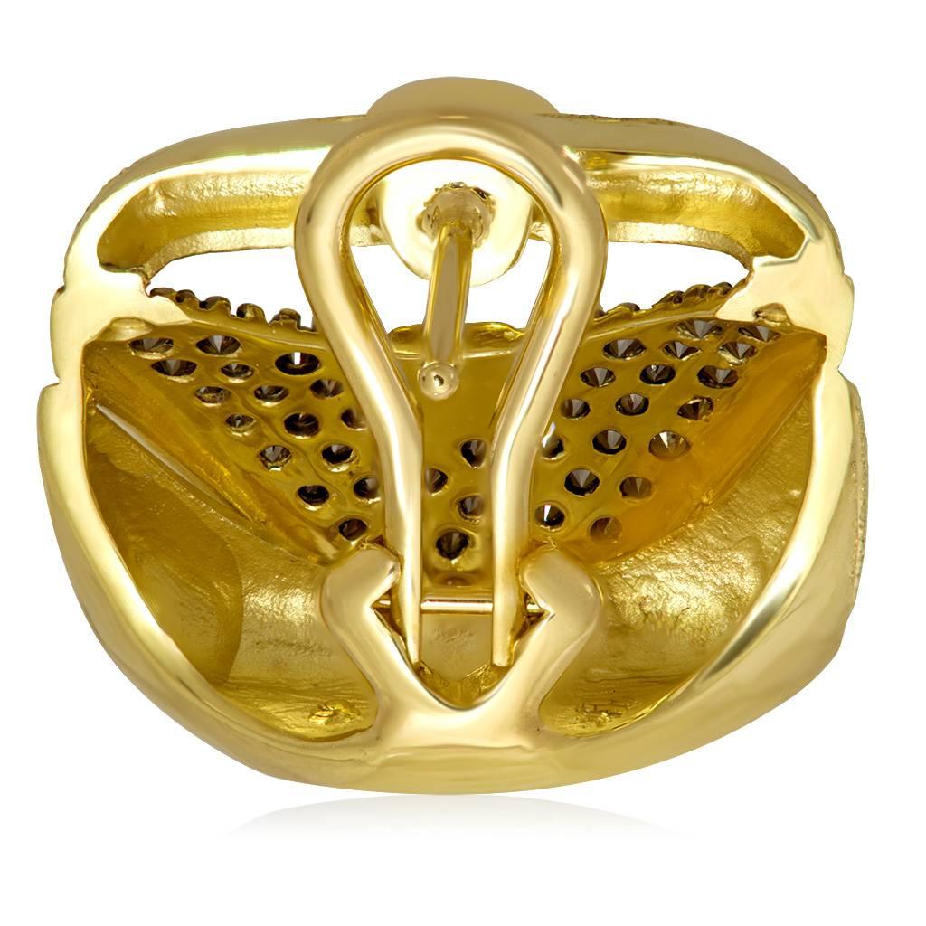 Alex Soldier Einzigartige Manschettenknöpfe, Perle Diamant 18k Gold texturierte Ohrringe im Zustand „Neu“ im Angebot in New York, NY