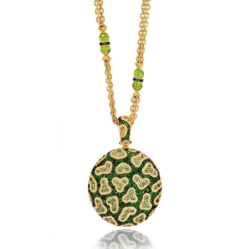 Contemporain Alex Soldier, collier pendentif Diopside en or avec péridots, chrome et diamants, unique en son genre en vente