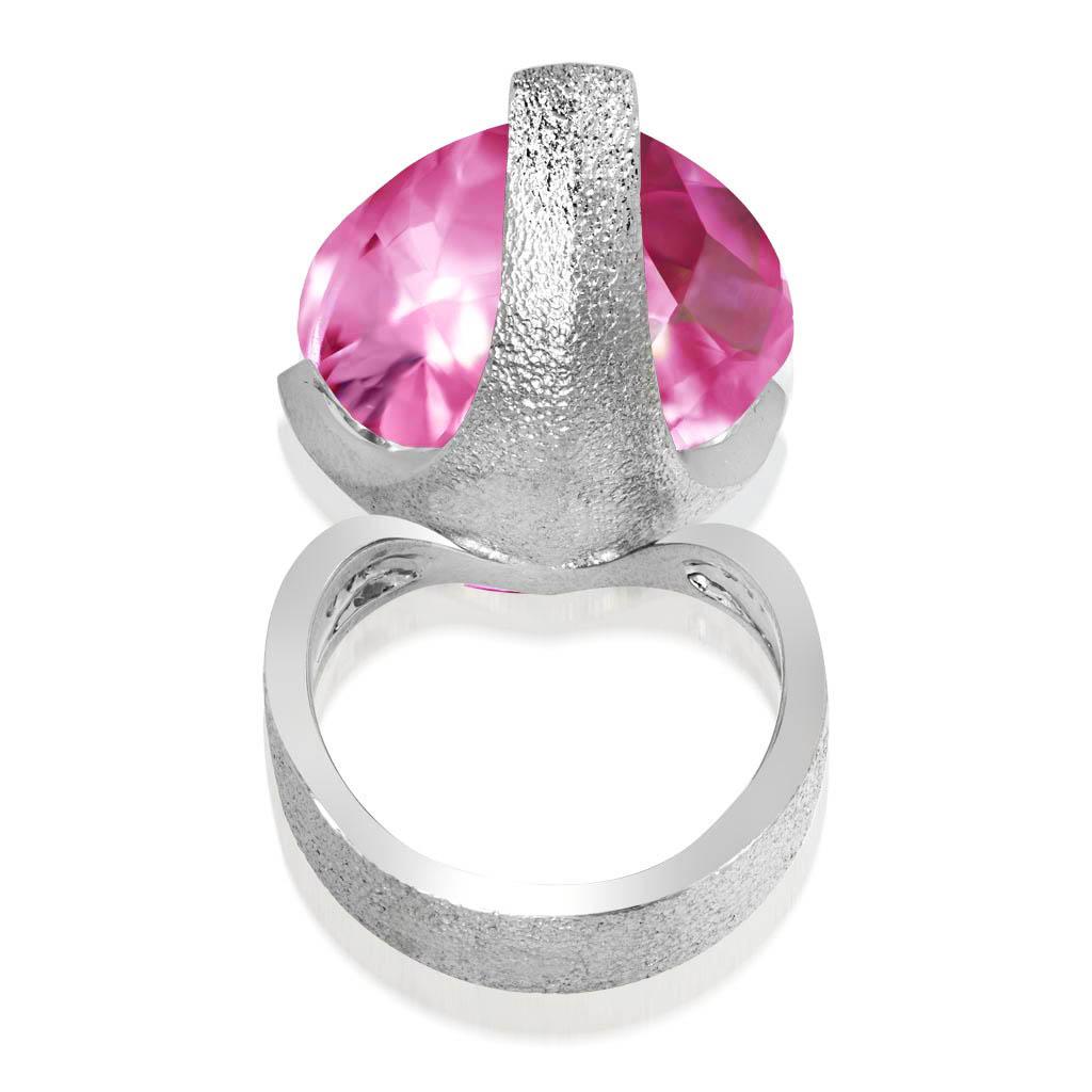 Women's or Men's Alex Soldier Pink Quartz Diamond White Gold Swan Cocktail Ring