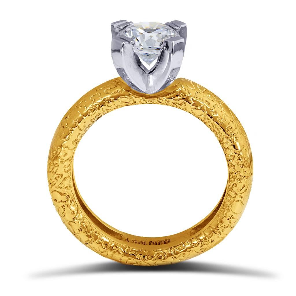 Contemporain Alex Soldier Bague de fiançailles en or à diamants princesses Made in NYC en vente