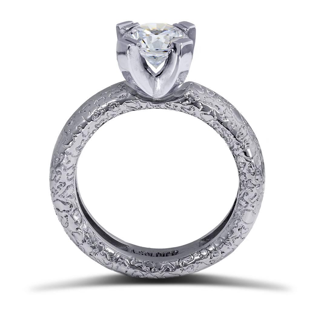 Contemporain Alex Soldier Bague de fiançailles en or avec diamant et princesse Faite à la main à NYC en vente