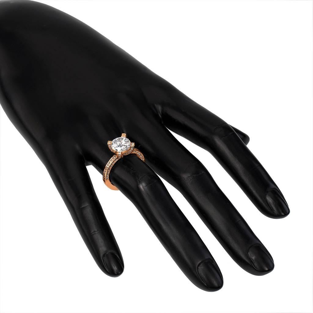 Alex Soldier Bague de fiançailles en or rose avec princesse et diamant Faite à la main à New York Unisexe en vente
