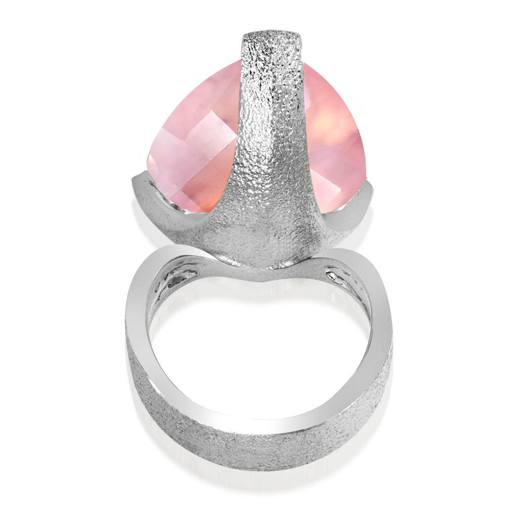 Alex Soldier Bague cygne en or blanc avec quartz rose et diamants, unique en son genre Neuf - En vente à New York, NY