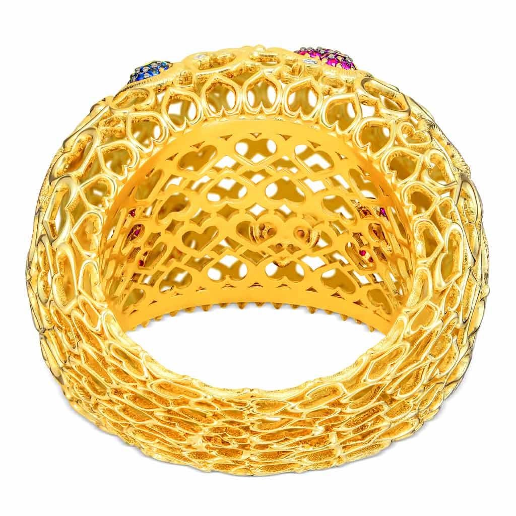 Alex Soldier, bague en forme de cœur en or jaune 18 carats avec saphir et diamants, unique en son genre Neuf - En vente à New York, NY