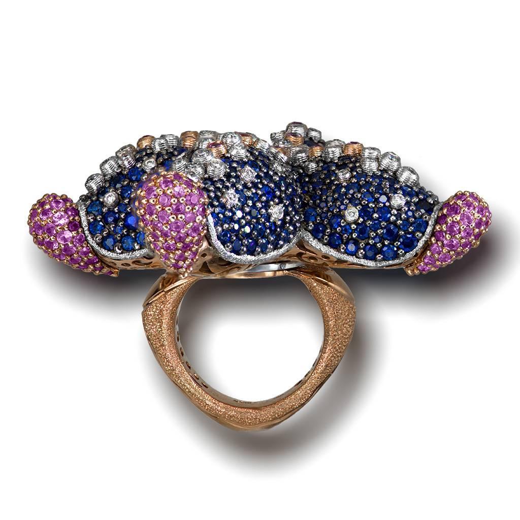 Women's or Men's Alex Soldier Sapphire Diamond Gold Starfish Ring Brooch Necklace Bracelet Cuff