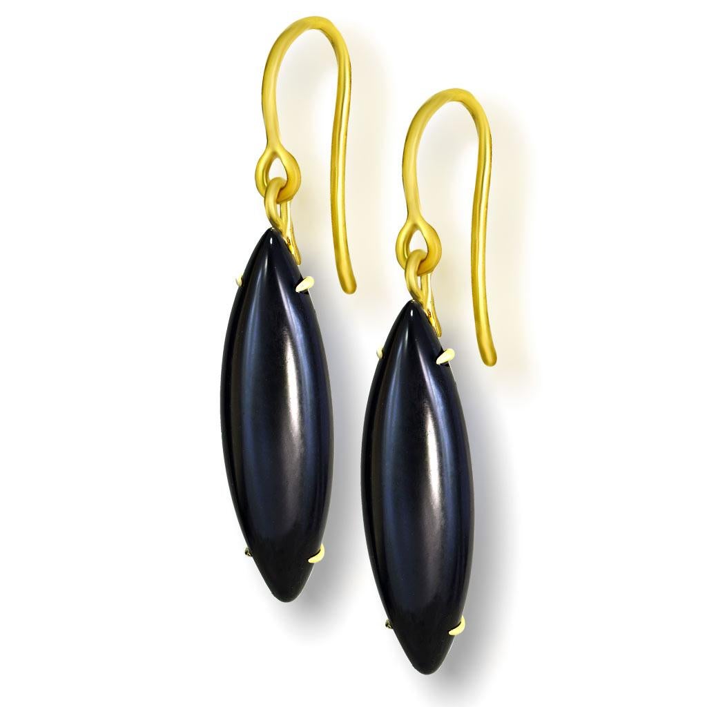 Women's or Men's Alex Soldier Sapphire Onyx Carved Mother of Pearl Gold Convertible Earrings