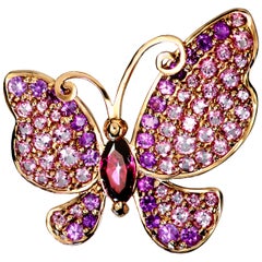 Alex Soldier Sapphire Topaz Gold Butterfly Pin Pendant Necklace Brooch