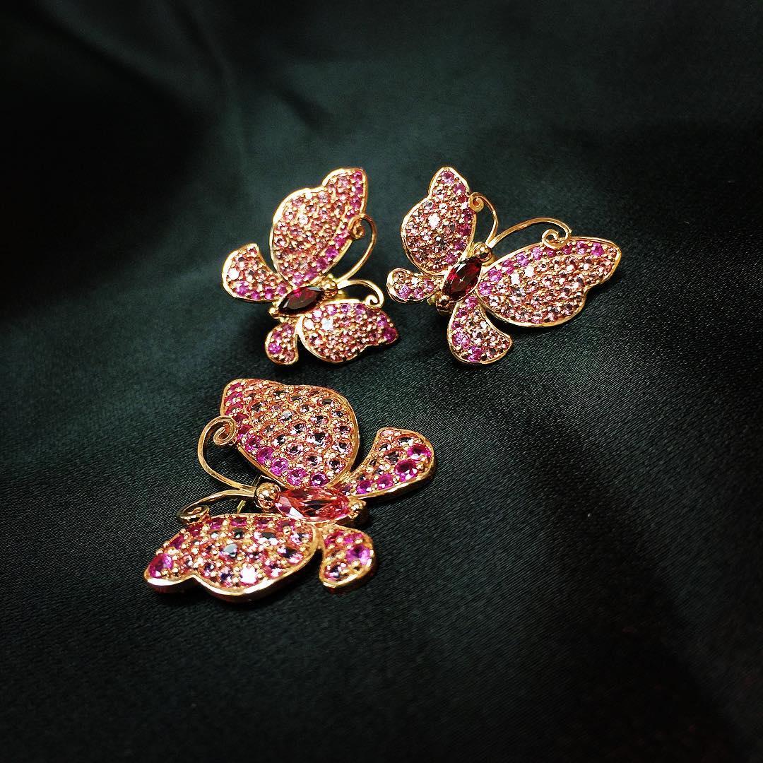 Alex Soldier Sapphire Topaz Gold Butterfly Earrings Cufflinks One of a Kind 1