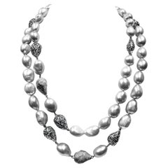 Alex Soldier Silver Platinum Pearl Necklace as Seen on Shohreh Aghdashloo