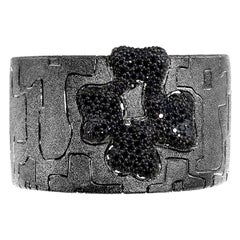 Alex Soldier Spinel Sterling Silver Hand-Textured Cuff Bracelet One of a Kind