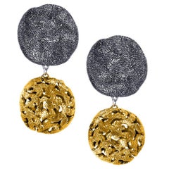 Alex Soldier Sterling Silver Gold Platinum Drop Textured Clip-On Earrings