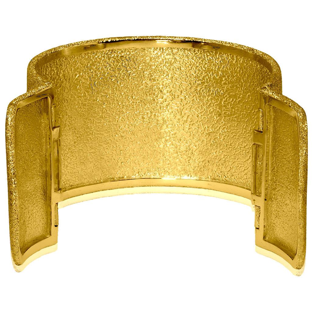 Women's or Men's Alex Soldier Sterling Silver Gold Rhodium Textured Hinged Star Cuff Bracelet
