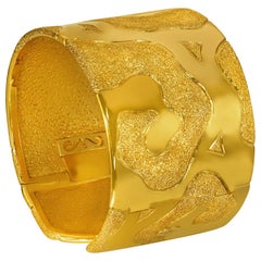 Alex Soldier Sterling Silver Gold Textured Hinged Cuff Bracelet One of a Kind