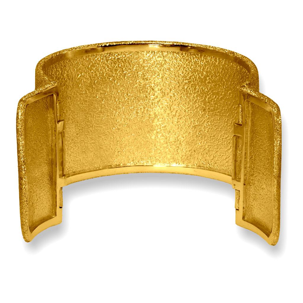 Alex Soldier Sterling Silver Gold Textured Hinged Cuff Bracelet One of a Kind In New Condition In New York, NY