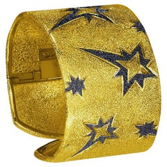 Alex Soldier Texturiertes Star-Manschettenarmband mit Scharnier aus Sterlingsilber und Gold