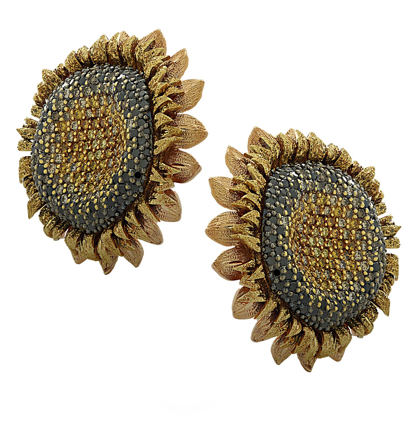 rose gold sunflower earrings