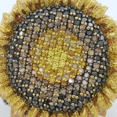 Alex Soldier Sunflower Statement Ring with Diamonds and Chrome Diopside