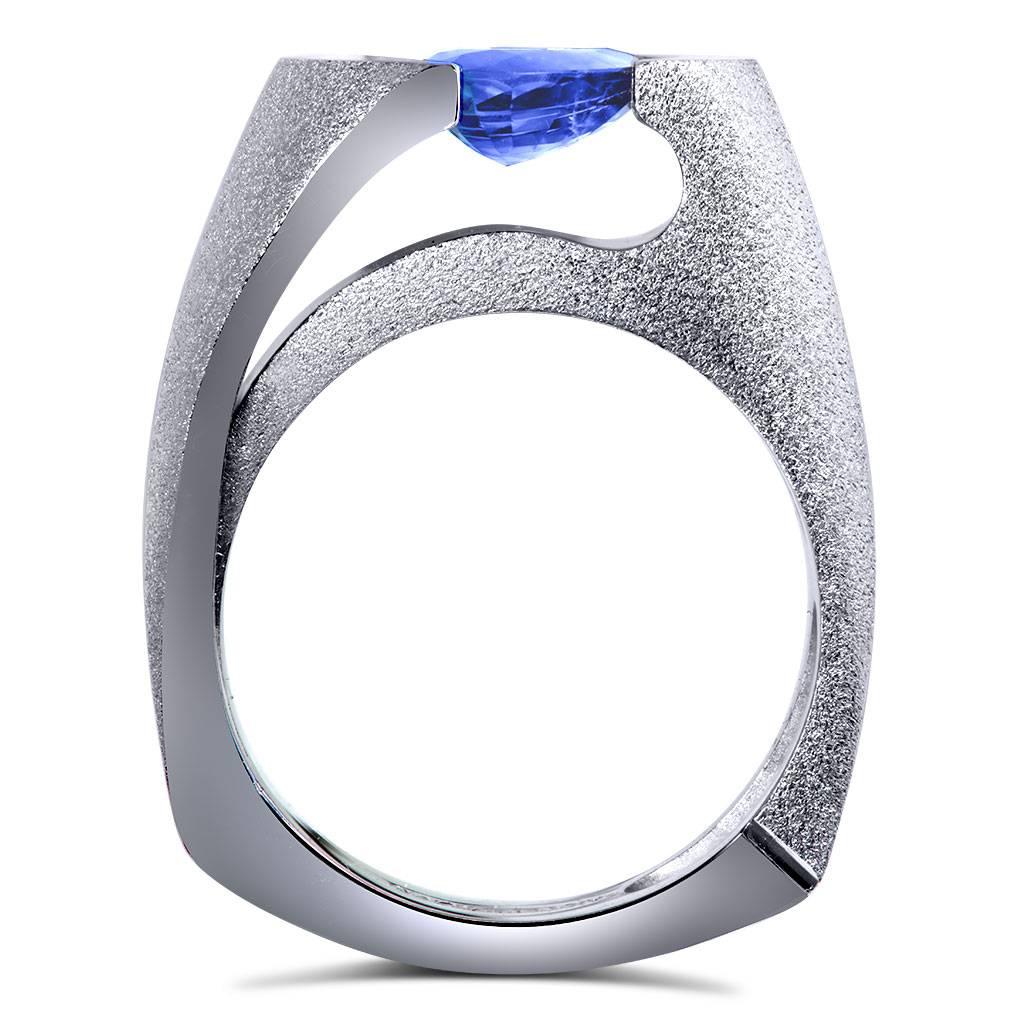 Contemporary Alex Soldier Tanzanite 18 Karat White Gold Cocktail Ring One of a Kind For Sale