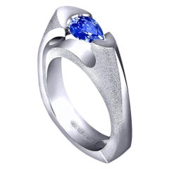 Alex Soldier Anello da cocktail con tanzanite in oro bianco 18 carati, unico nel suo genere