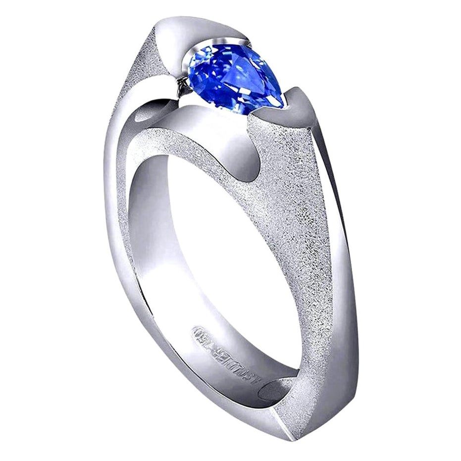 Tanzanite 18 Karat White Gold Cocktail Ring One of a Kind For Sale