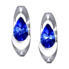 Alex Soldier Tanzanite White Gold Stud Earrings One of a Kind