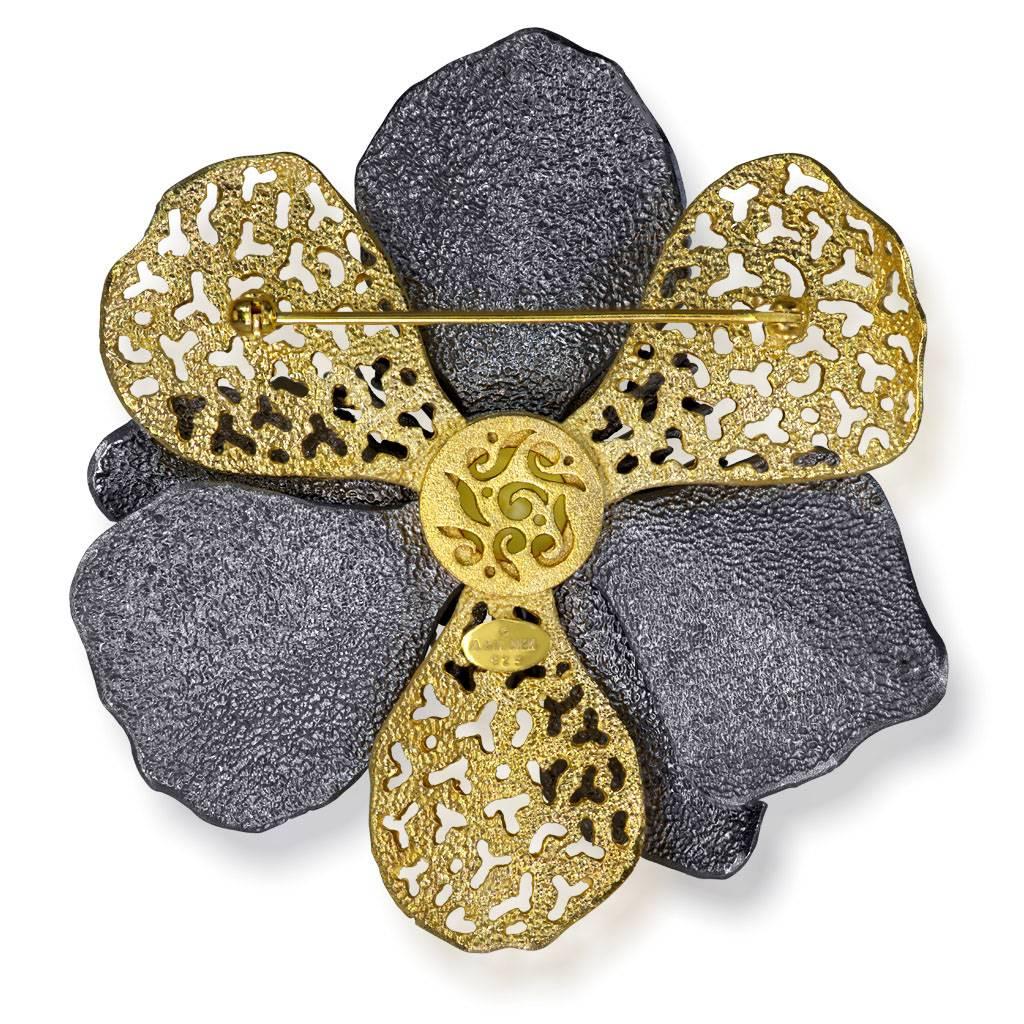 Contemporaneo Alex Soldier Topazio Spinello in Argento Sterling Oro con texture Spilla Ciondolo Copricapo in vendita