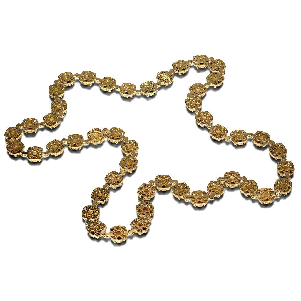 Alex Soldier Tourmaline Diamond Gold Byzantine Necklace One of a Kind (Collier byzantin en or avec tourmaline et diamant) en vente 1