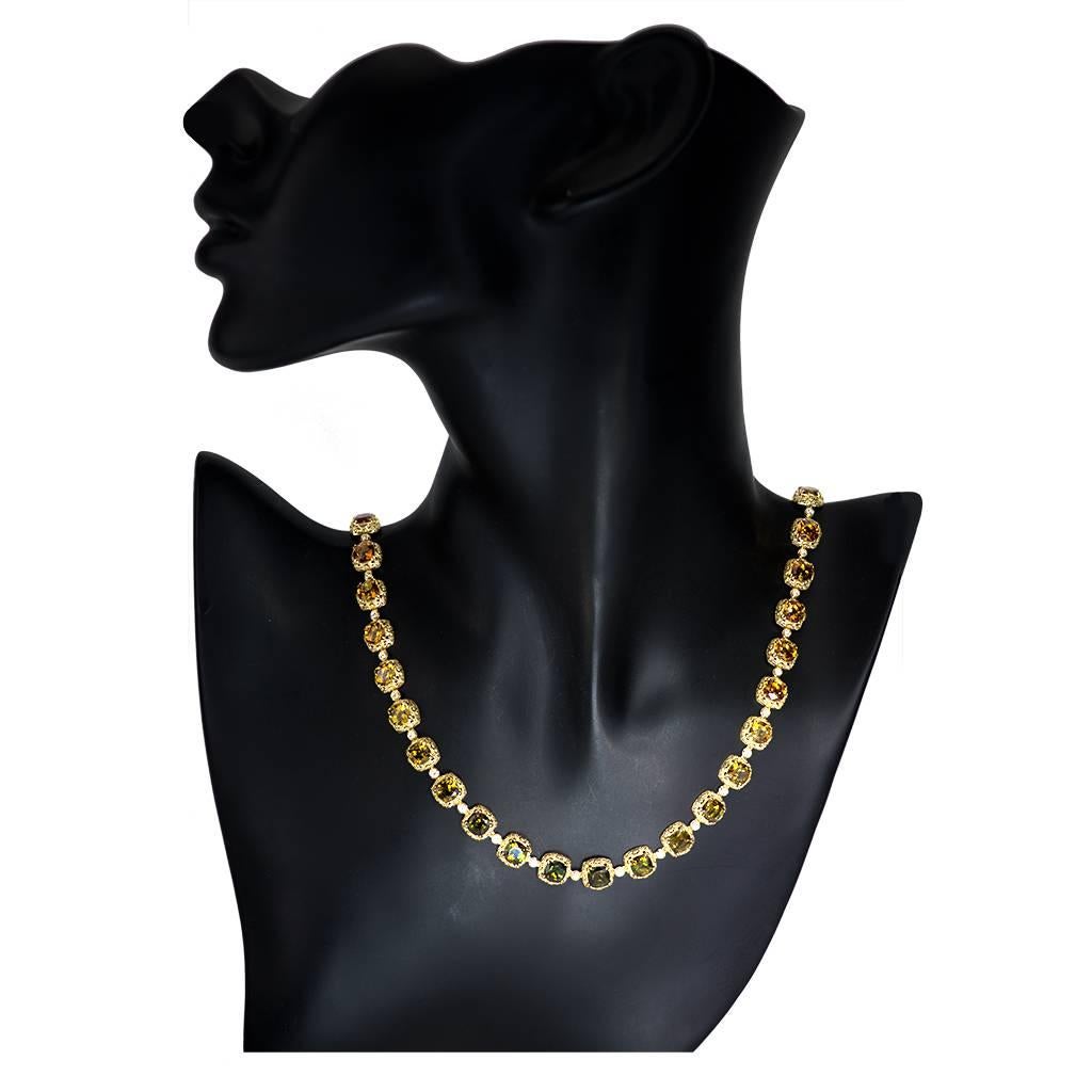 Alex Soldier Tourmaline Diamond Gold Byzantine Necklace One of a Kind 3