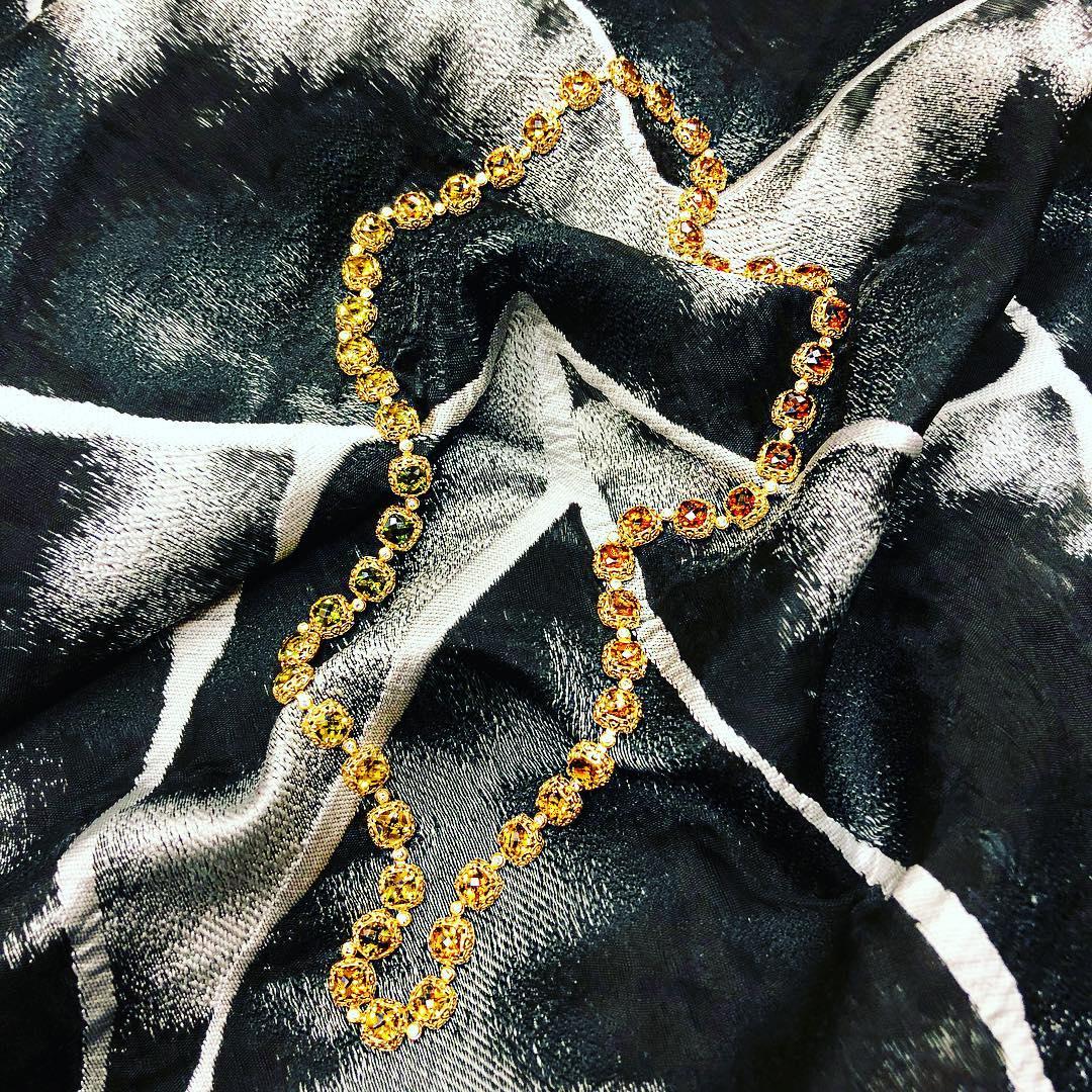 Alex Soldier Tourmaline Diamond Gold Byzantine Necklace One of a Kind 4