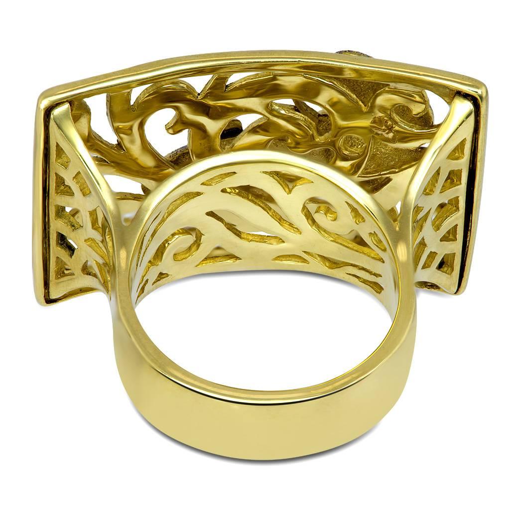 Alex Soldier Tourmaline Gold Hand-Textured Butterfly Ring One of a Kind In New Condition In New York, NY