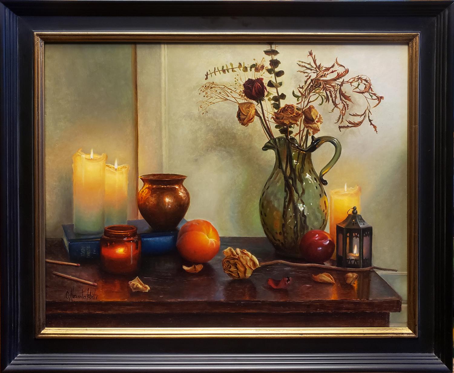 Autumn Roses - Painting by Alex Tabet