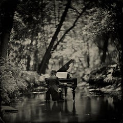 Water Music - contemporary black and white photograph 20 x 20 inches 