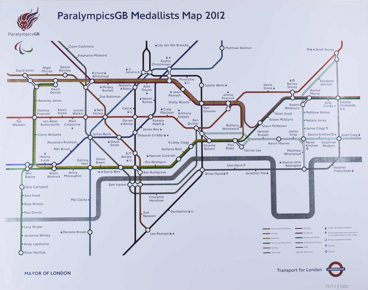 Alex Trickett and David Brooks Print - ParalympicsGB Medallists Map 2012