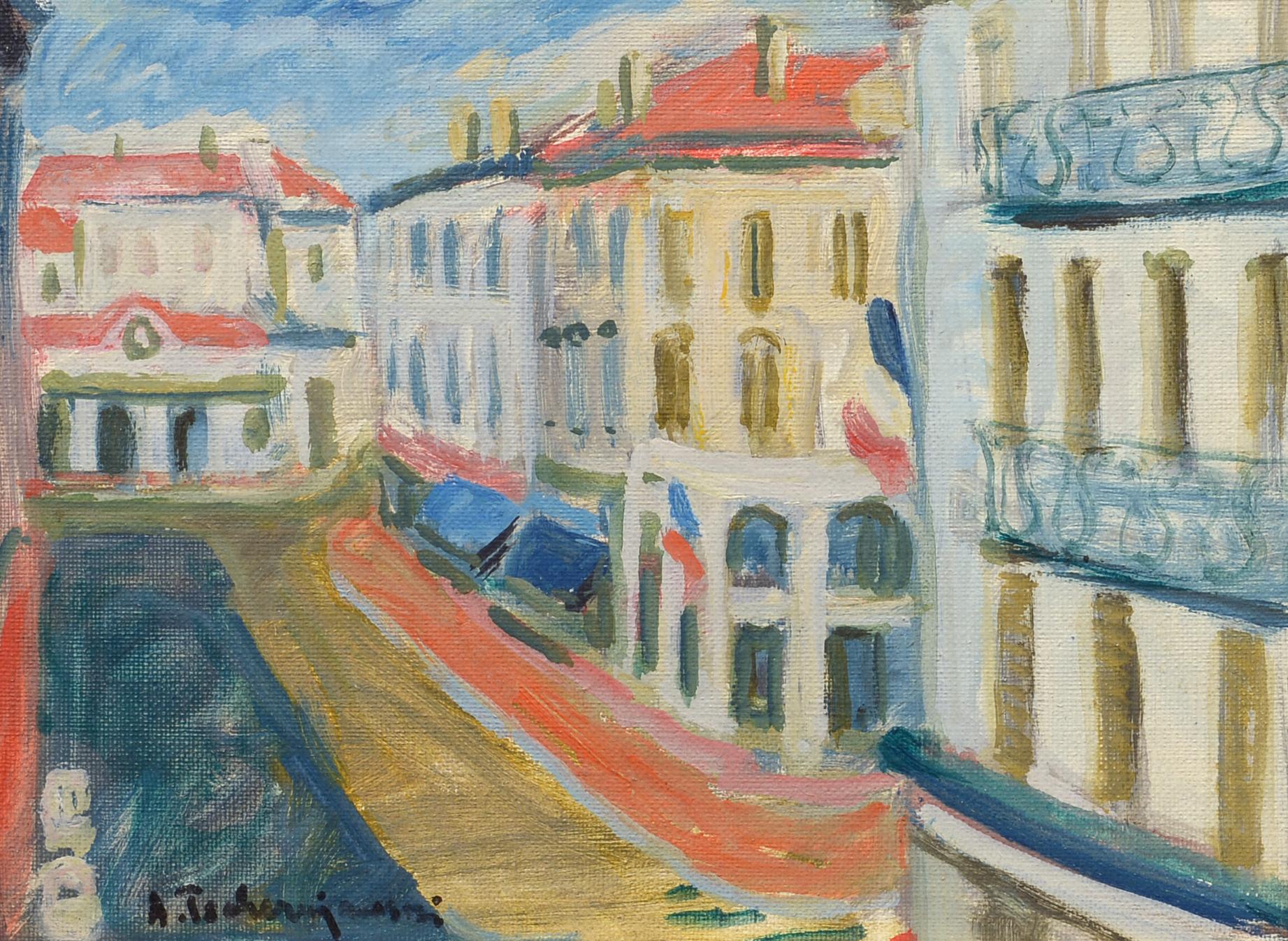 Landscape Painting di Alex Tschernjawski - Cannes, Francia, Scuola di Parigi, Impressionismo, Paesaggio urbano