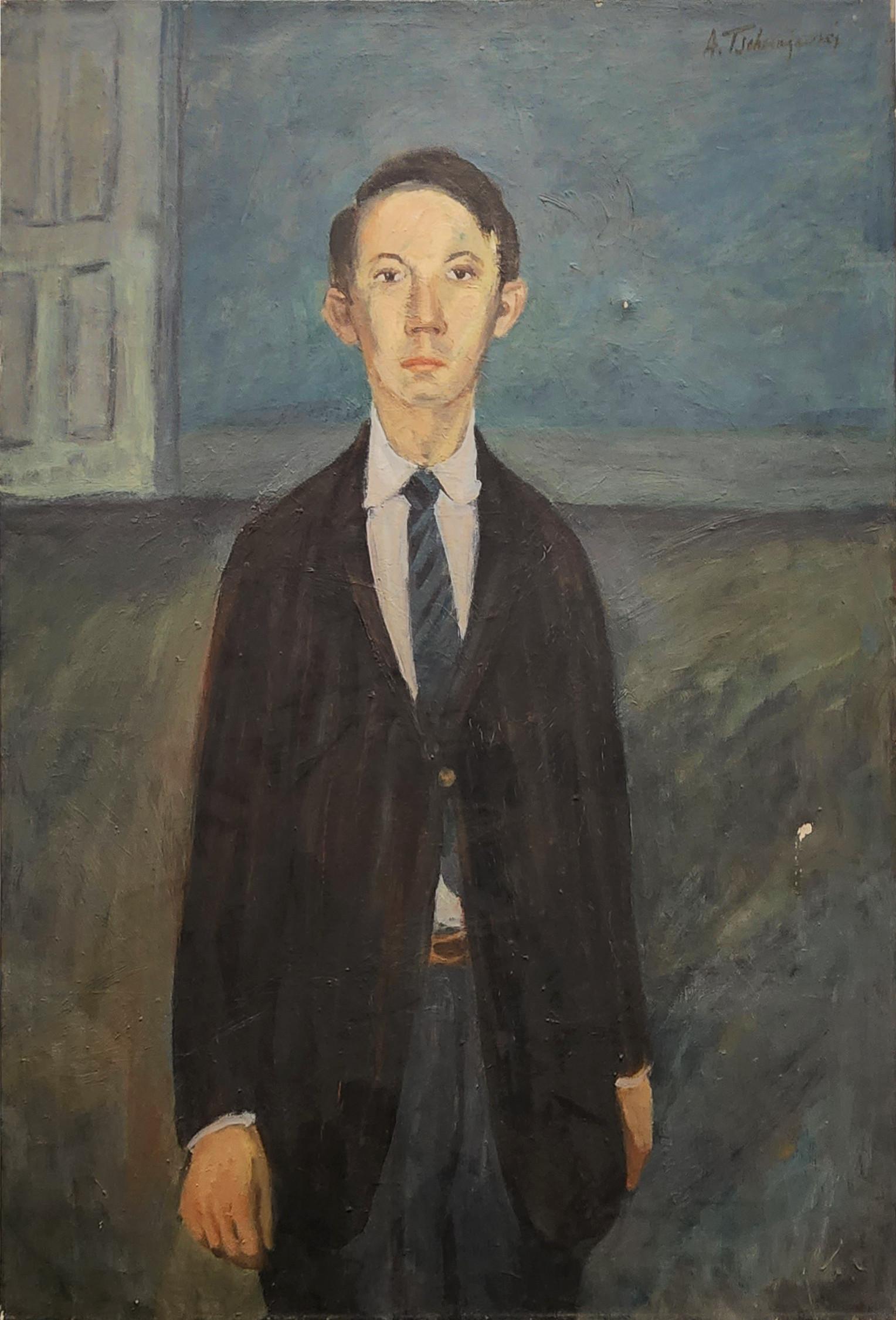 Alex Tschernjawski Figurative Painting - Self Portrait (American Post-War, Impressionist, Suite - FREE U.S. Shipping)
