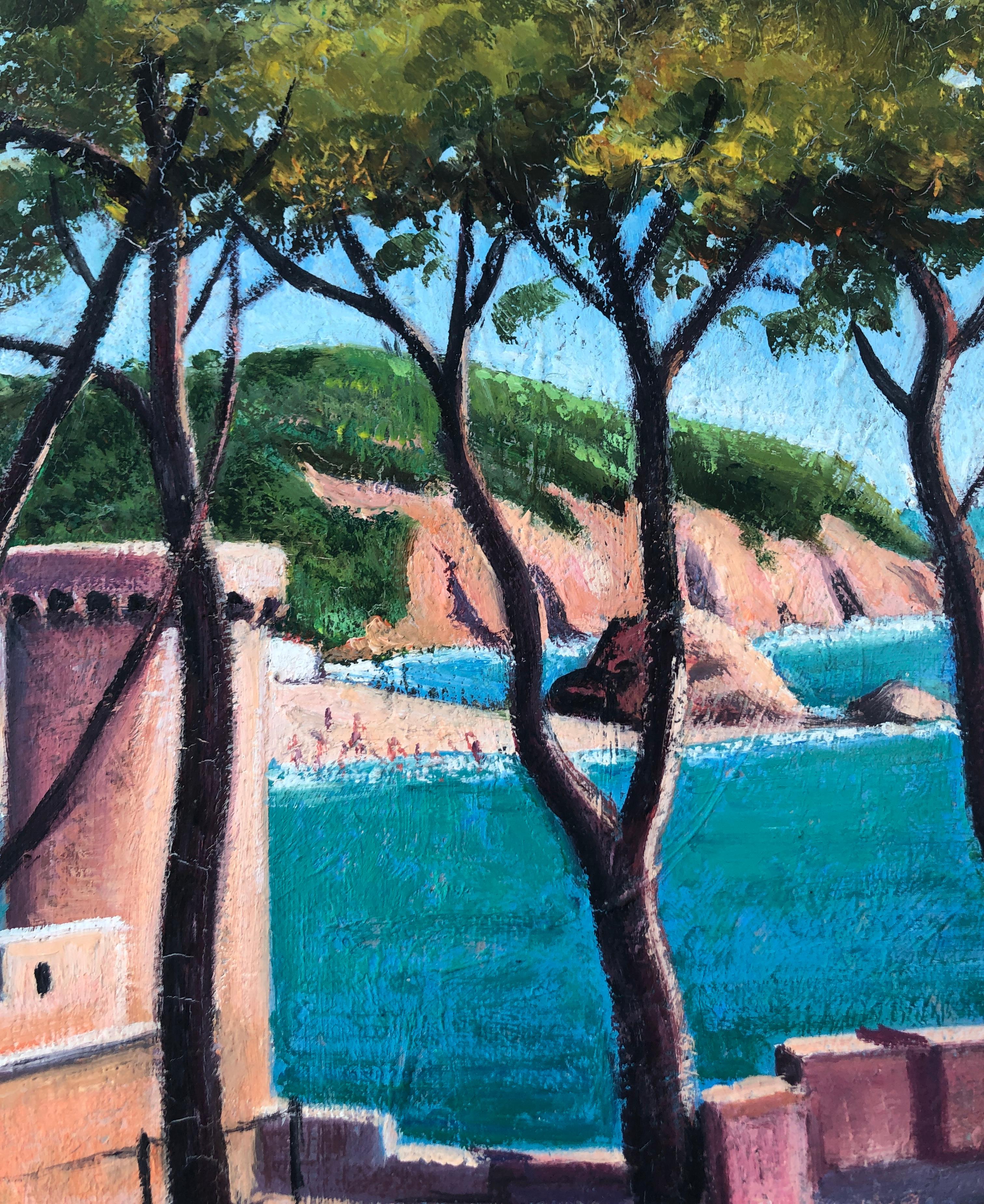 Tossa de Mar Spain oil on canvas painting spanish seascape For Sale 1