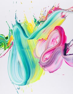 AV 889 -  A Liquid Abstraction in Green, Yellow, and Pink