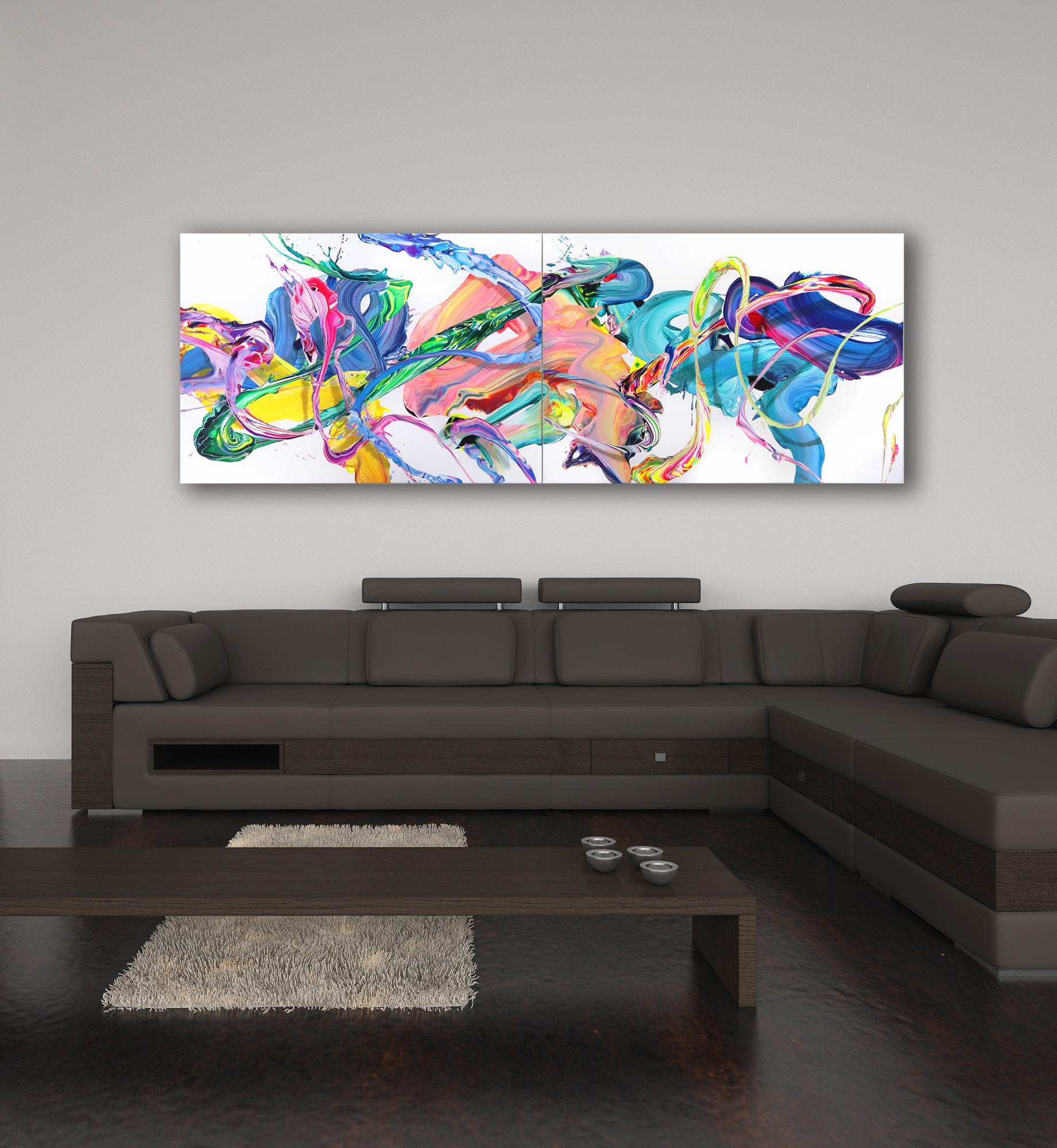 av_1014-15 (Dittico) - Pittura astratta colorata originale contemporanea - Art Astratto di Alex Voinea