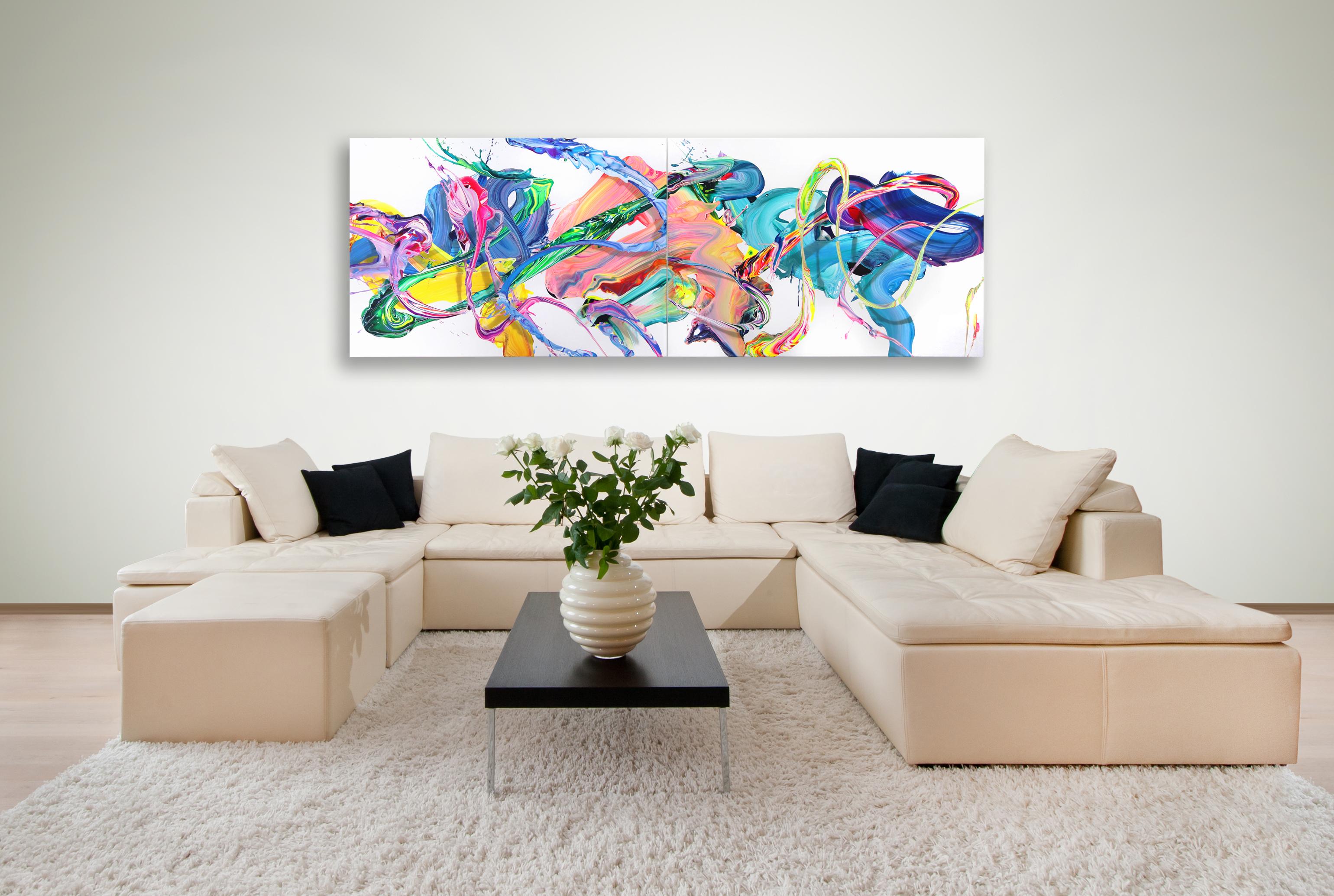 av_1014-15 (Dittico) - Pittura astratta colorata originale contemporanea in vendita 3
