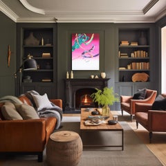 av_758 - Magenta Textura Pintura Abstracta Contemporánea Original sobre Lienzo