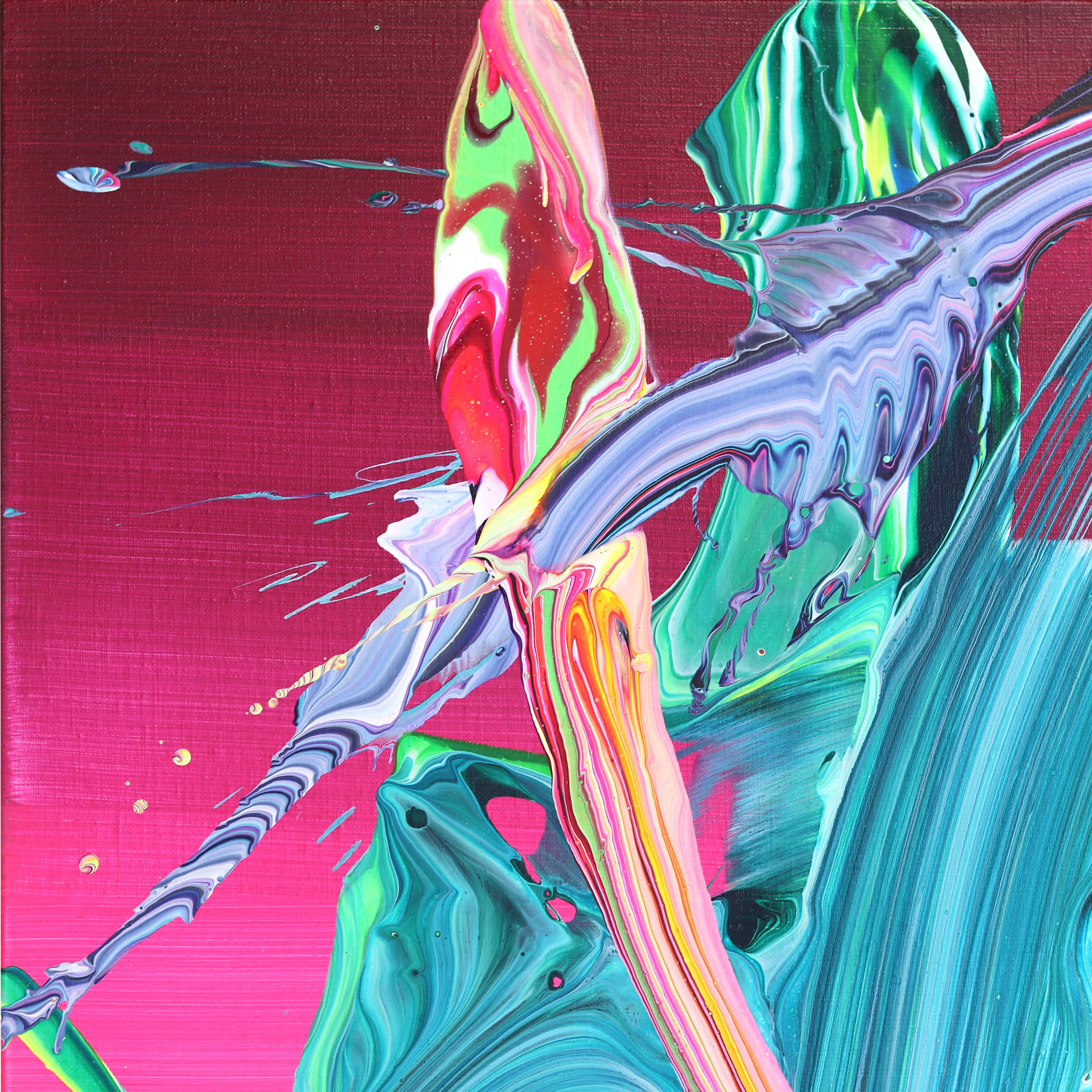 Le coloratissime opere astratte dell'artista rumeno Alex Voinea sono ispirate da esperimenti di pittura versata su superfici vibranti, come altoparlanti a tutto volume. Alex Voinea collabora con il caso per evocare l'energia del momento. Proiezioni