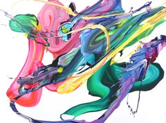 av_825 - Pintura abstracta contemporánea original sobre lienzo con textura de colores