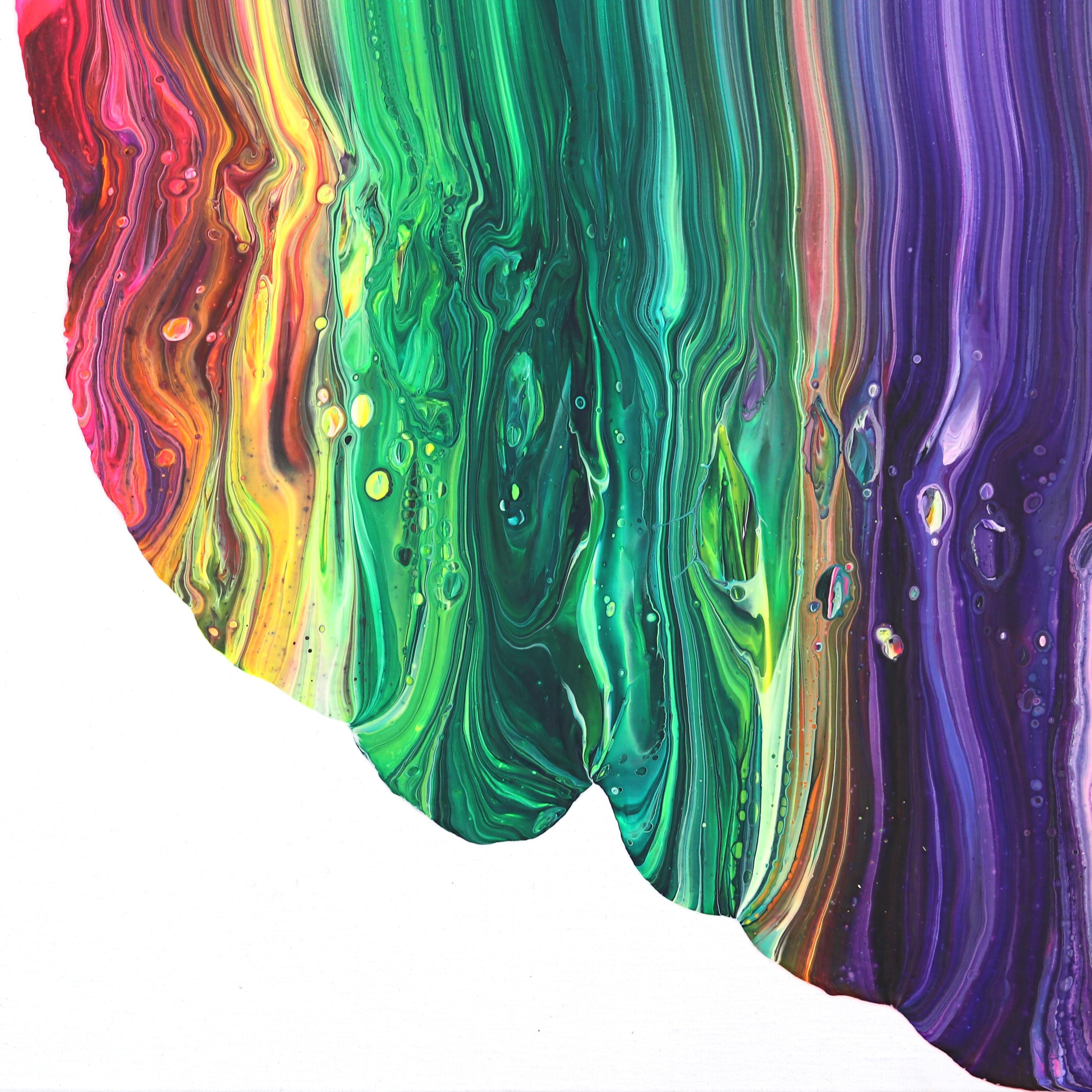 Le coloratissime opere astratte dell'artista rumeno Alex Voinea sono ispirate da esperimenti di pittura versata su superfici vibranti, come altoparlanti a tutto volume. Alex Voinea collabora con il caso per evocare l'energia del momento. Proiezioni