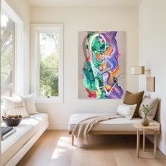 av_943 - Large Colorful Textured Original Modern Abstract Painting on Linen