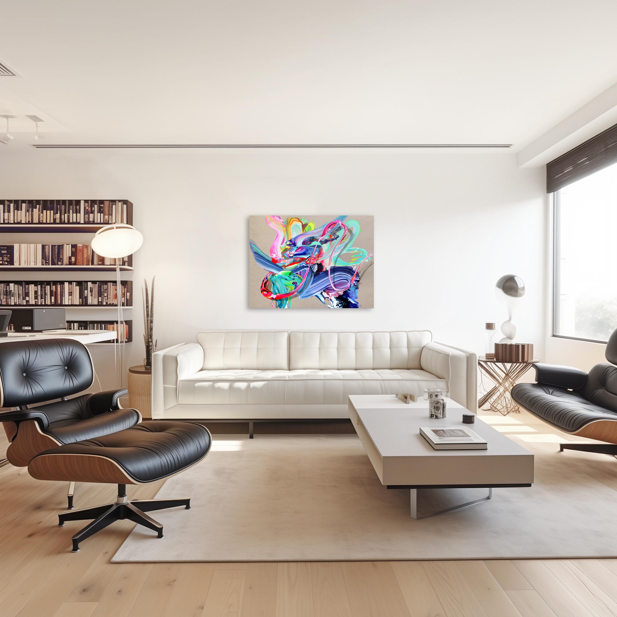 av_965 - Pittura astratta contemporanea originale con texture colorata su tela in vendita 1