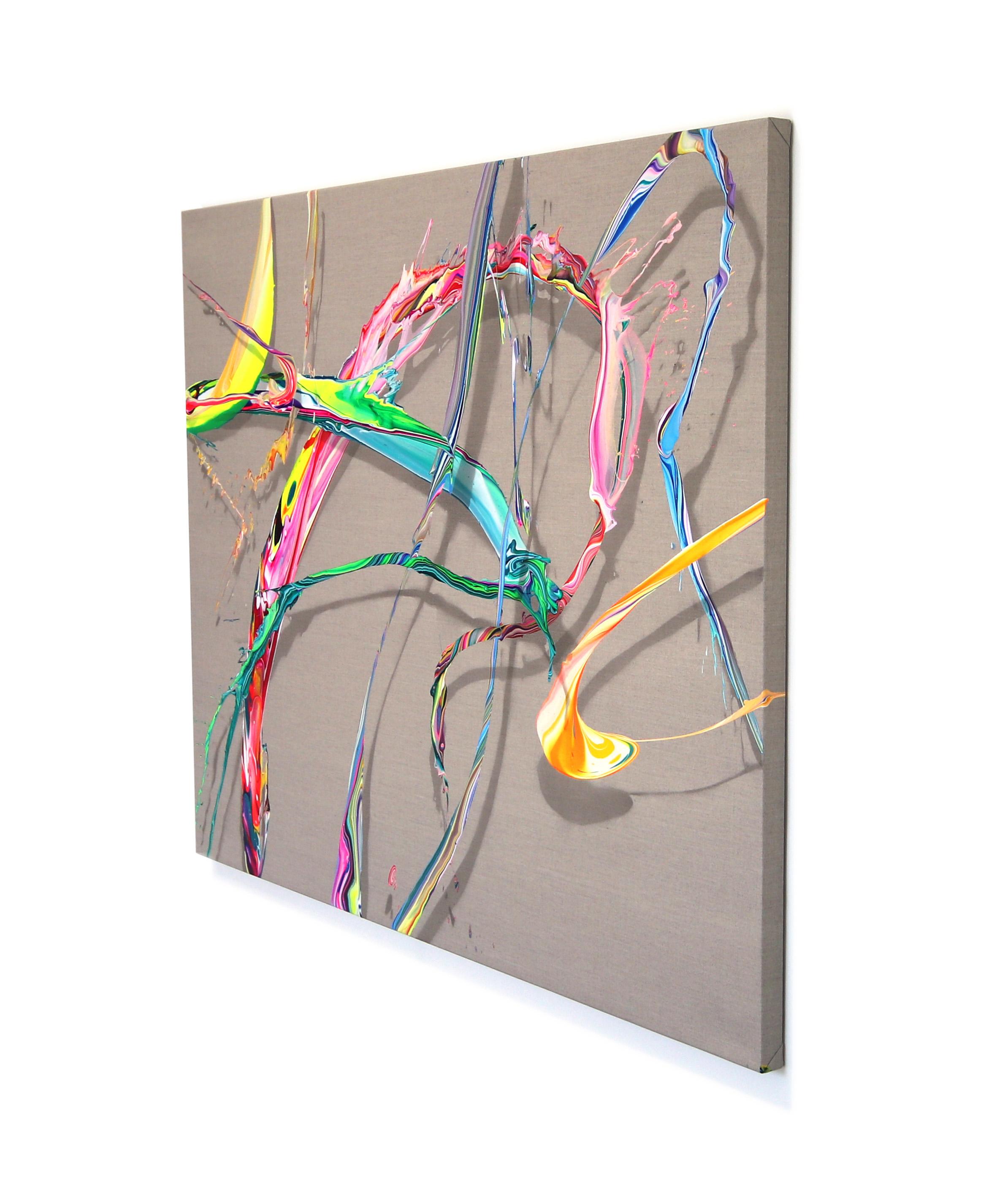 avp_1012 - Buntes strukturiertes abstraktes Originalgemälde auf Leinen (Braun), Abstract Painting, von Alex Voinea