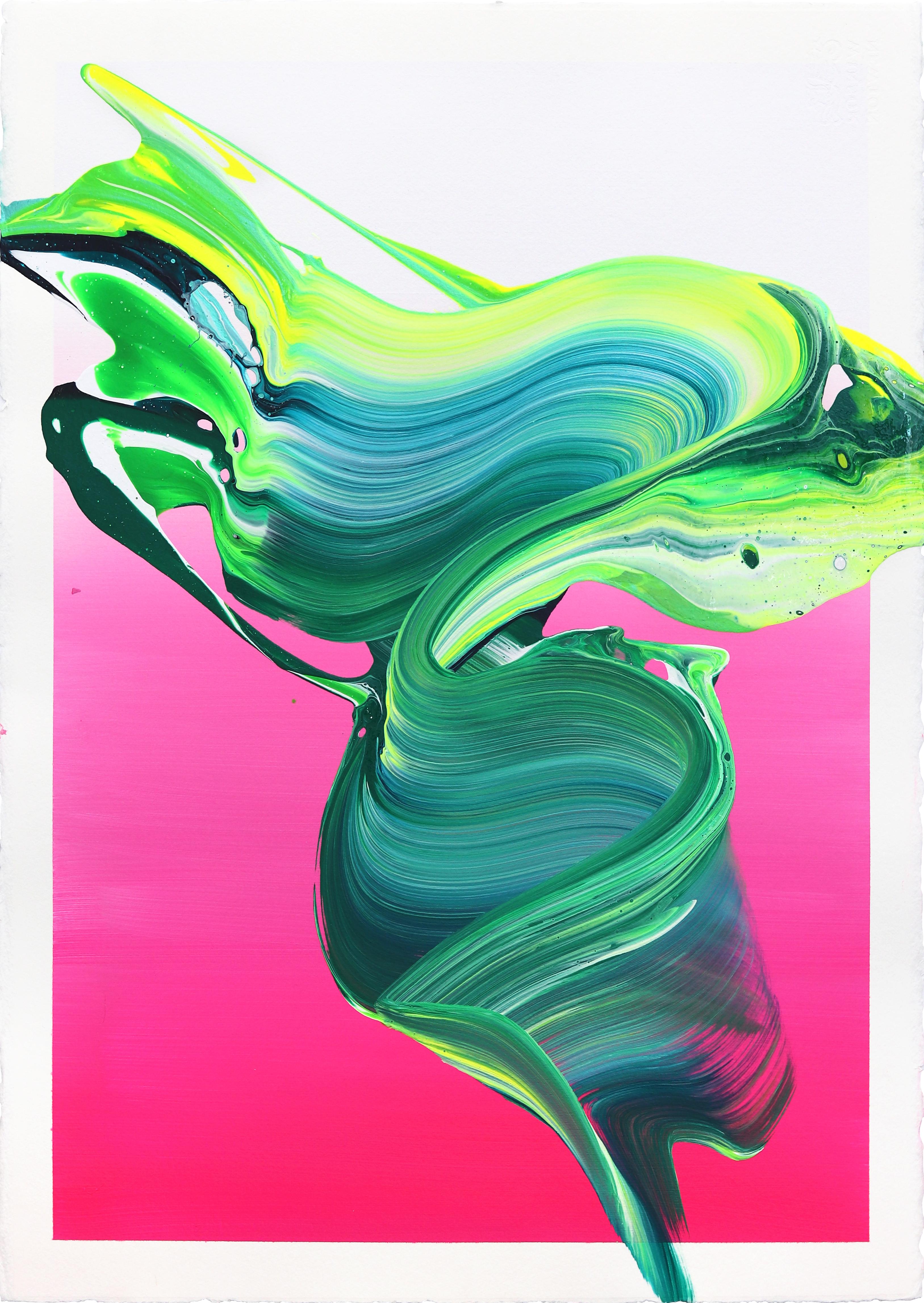 The colorful abstract artworks of Romanian artist Alex Voinea are inspired by experiments with paint poured over vibrating surfaces, such as speakers at full volume. Alex Voinea collaborates with chance to evoke the energy of the moment. Projections