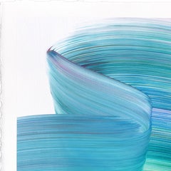 avp_1143 - Pintura Abstracta Contemporánea Sobre Papel Original Tono Azul Frío